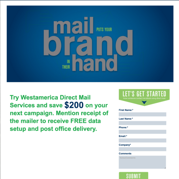 Direct mail landing page